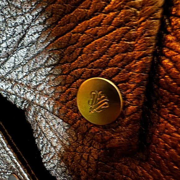 JOHN VARVATOS 25th Anniversary Silver Foil Leather Moto Jacket sz48 - Picture 6 of 12